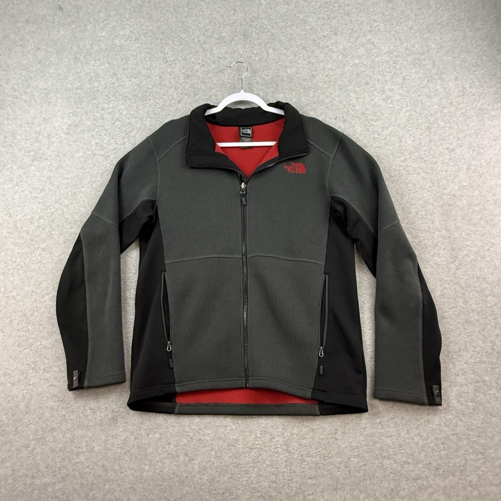 The North Face Jacket Mens M Lined Fleece Full Zip Pockets Waffle‎ Ribbed Grid